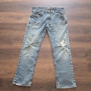 Ariat Men's Light Blue Straight-Leg Distressed Jeans
